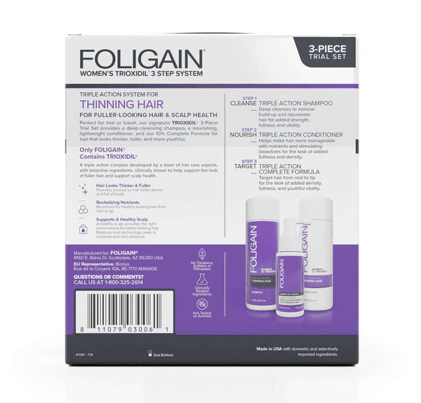 FOLIGAIN Triple Action Hair Care System For Women 3 Piece Trial Set - FOLIGAIN EU